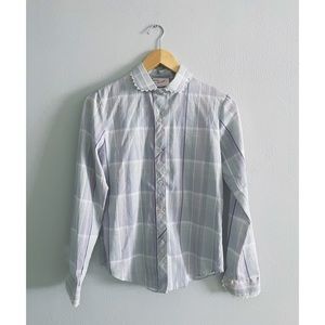 Vintage 1970’s Pastel Plaid Collared Blouse